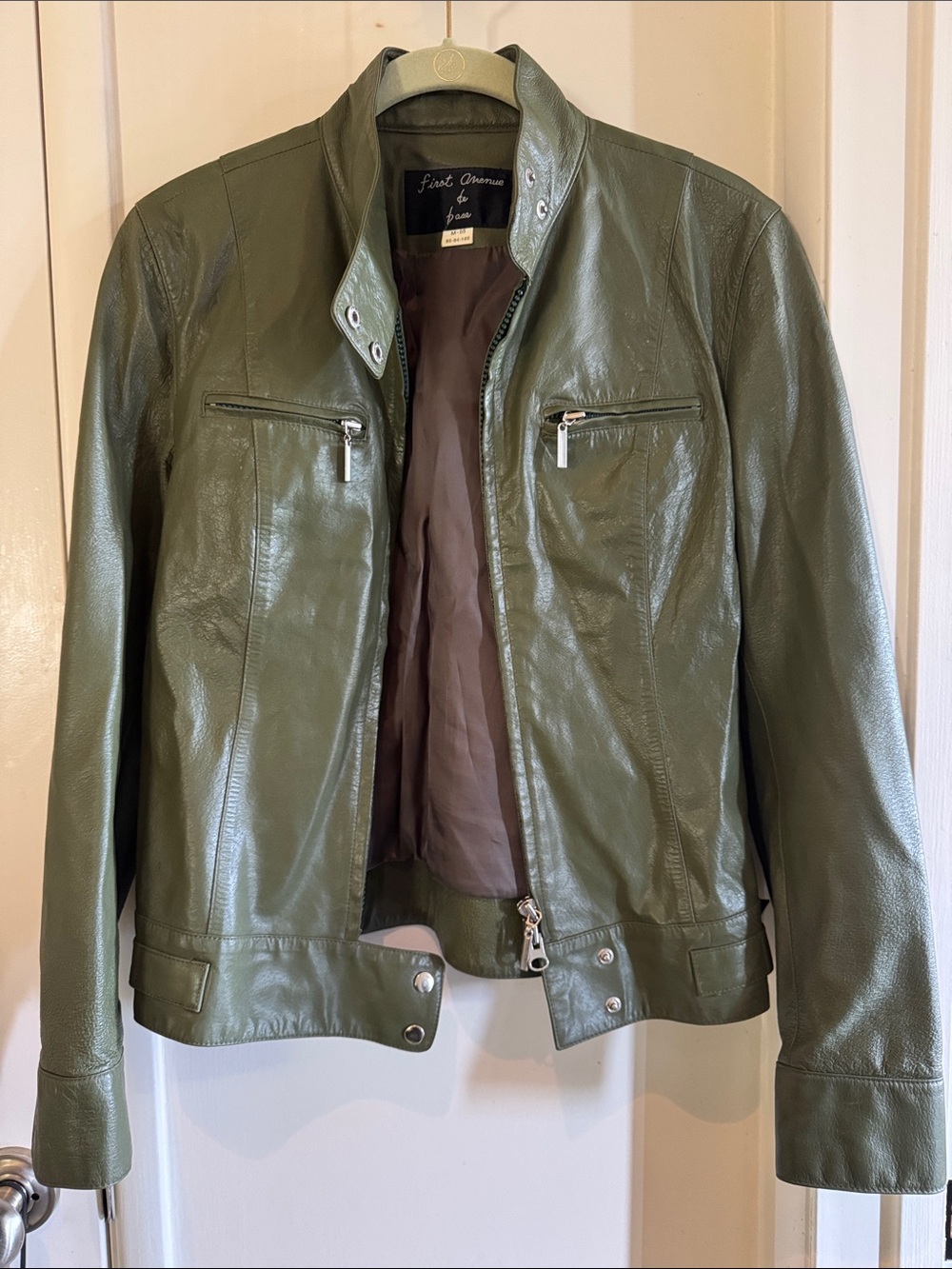 Forest Green Leather Moto Jacket - First Avenue